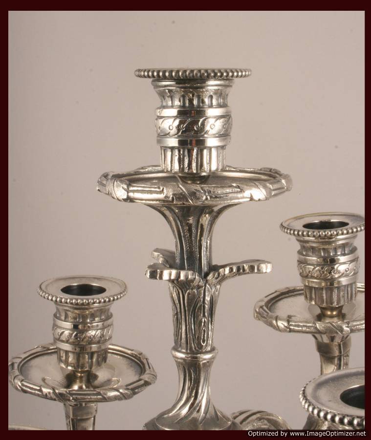 TWO LOUIS XVI SILVER PLATED BRONZE CANDELABRAS   1850s  